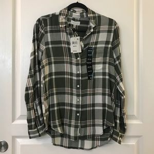 NWT Lucky Brand Green/Pink/White Plaid Shirt